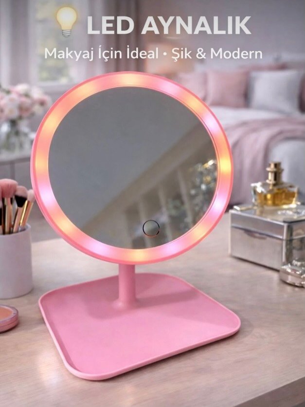 LED ışıklı, ayarlanabilir makyaj masası aynası